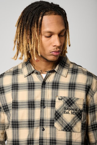 Camisa regular Berco - Bege e preto