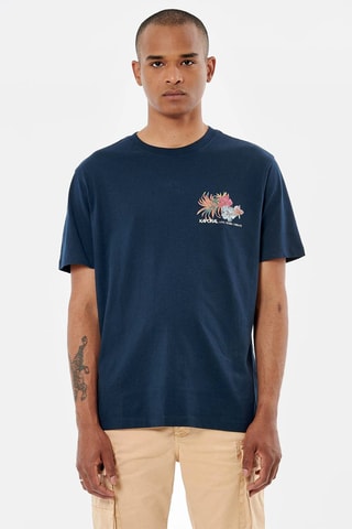 T-shirt em algodão biológico Tigau - Azul-marinho