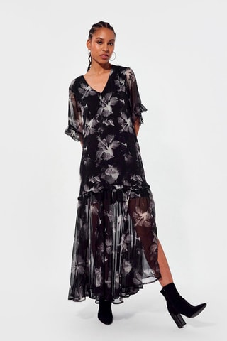 Vestido corte regular Flora Preto