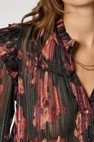 Camisa com folhos Seven - Preto