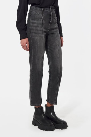 Calças de ganga direitas 7/8 cintura alta Swan - Cinzento-escuro