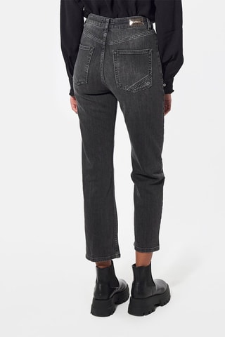 Calças de ganga direitas 7/8 cintura alta Swan - Cinzento-escuro