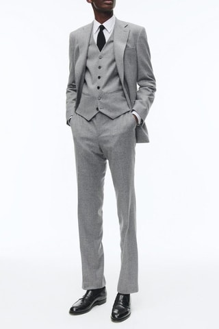 Costume ajusté en laine - Gris moyen