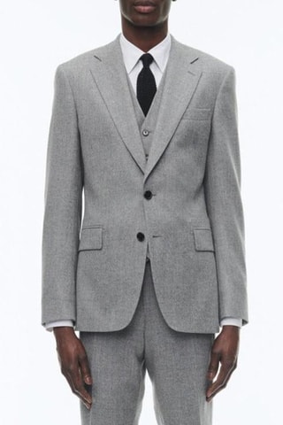 Costume ajusté en laine - Gris moyen