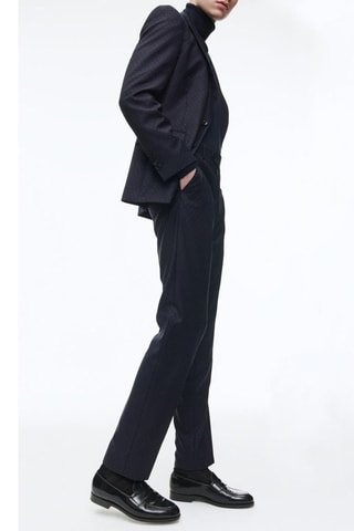 Costume ajusté en laine - Bleu marine