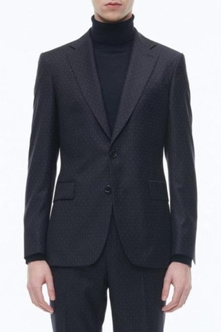 Costume ajusté en laine - Bleu marine