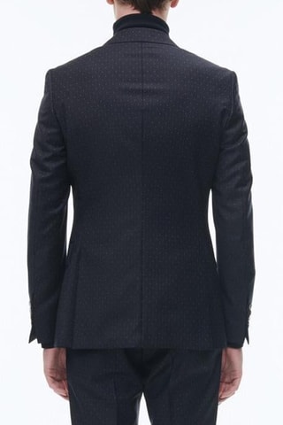 Costume ajusté en laine - Bleu marine