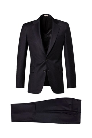 Costume ajusté en laine - Bleu marine