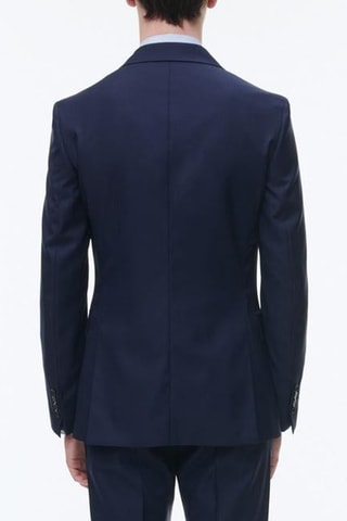 Costume 2 pièces ajusté en laine - Bleu marine