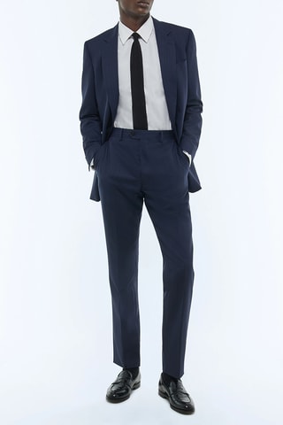 Costume ajusté en laine - Bleu marine