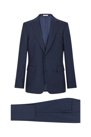 Costume ajusté en laine - Bleu marine