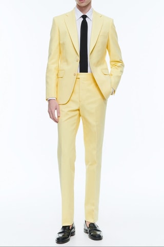 Costume ajusté en toile de coton - Jaune pastel