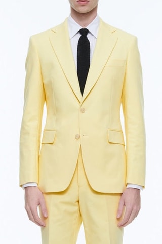 Costume ajusté en toile de coton - Jaune pastel