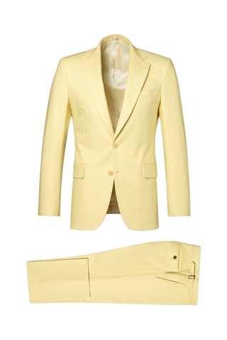 Costume ajusté en toile de coton - Jaune pastel