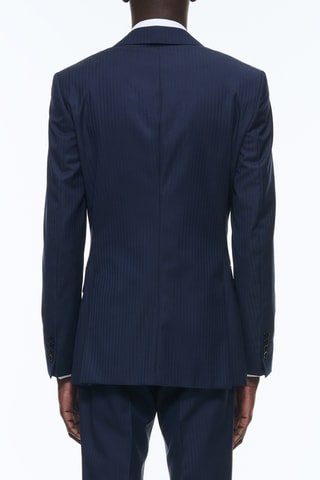 Costumé ajusté en laine - Bleu marine