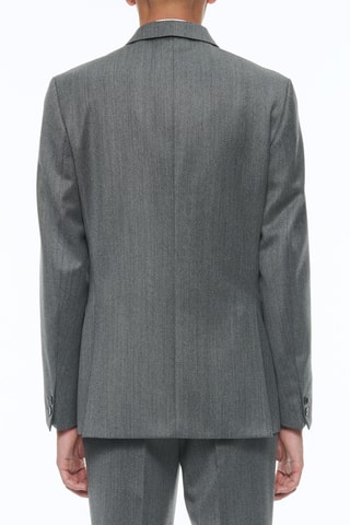 Costume croisé en laine - Gris chiné moyen