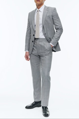 Costume ajusté en laine - Gris bleu