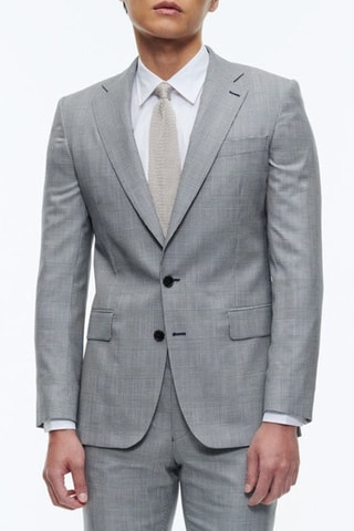 Costume ajusté en laine - Gris bleu