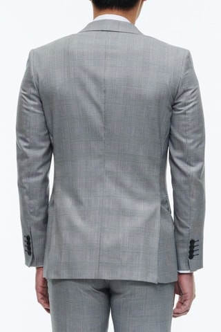 Costume ajusté en laine - Gris bleu