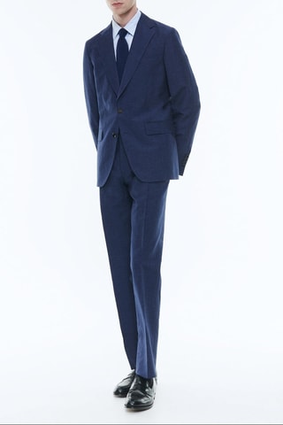 Costume droit en lin et en laine - Encre