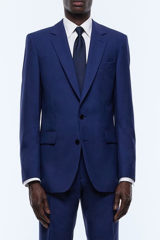 Costume ajusté en laine - Bleu de nimes