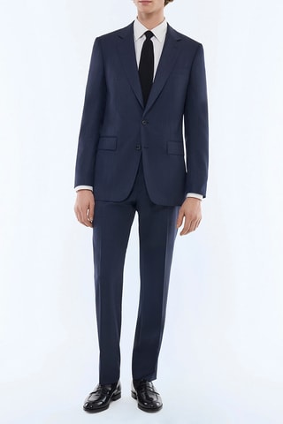 Costumé ajusté en laine - Bleu marine