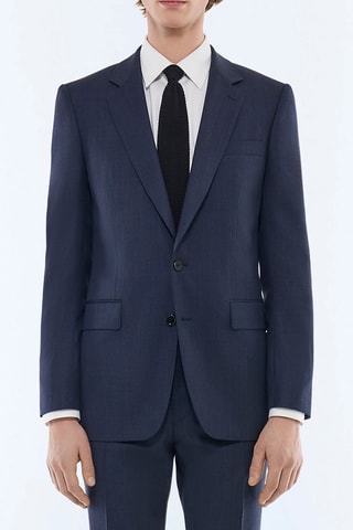 Costumé ajusté en laine - Bleu marine