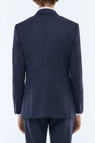 Costumé ajusté en laine - Bleu marine