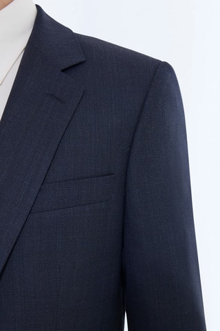 Costumé ajusté en laine - Bleu marine