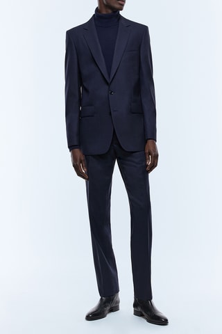 Costume ajusté en laine - Bleu marine