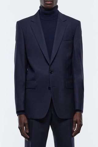 Costume ajusté en laine - Bleu marine