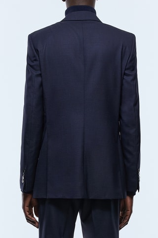 Costume ajusté en laine - Bleu marine