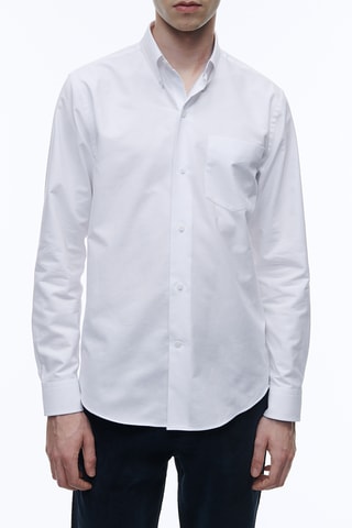 Chemise droite oxford - Blanc