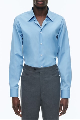 Chemise ajustée en popeline - Bleu clair