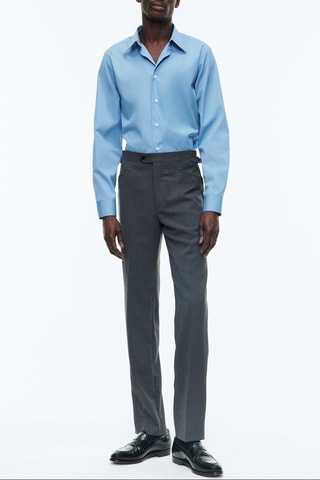 Chemise ajustée en popeline - Bleu clair