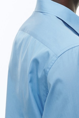 Chemise ajustée en popeline - Bleu clair