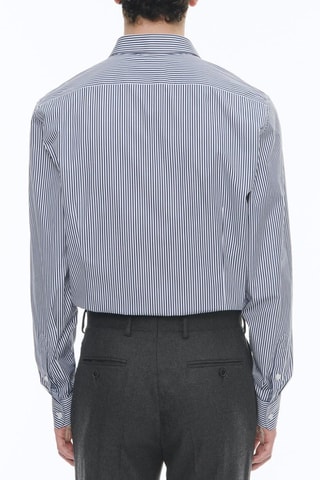 Chemise ajustée à rayures - Bleu marine