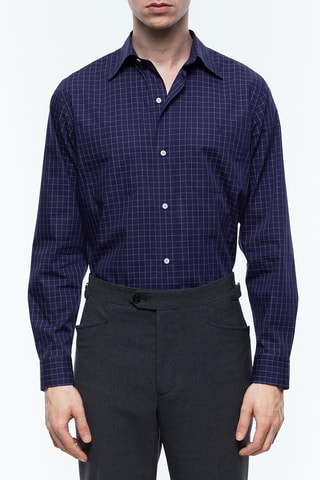 Chemise droite en popeline - Bleu marine