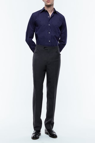 Chemise droite en popeline - Bleu marine