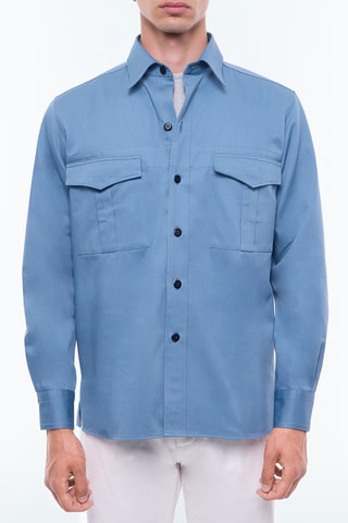 Surchemise droite - Bleu gris