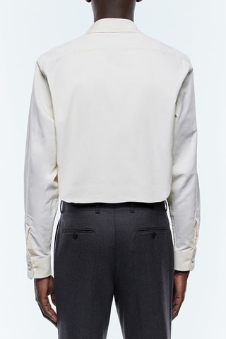 Chemise droite en velours côtelé - Ecru