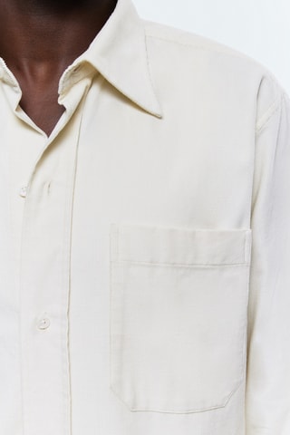 Chemise droite en velours côtelé - Ecru