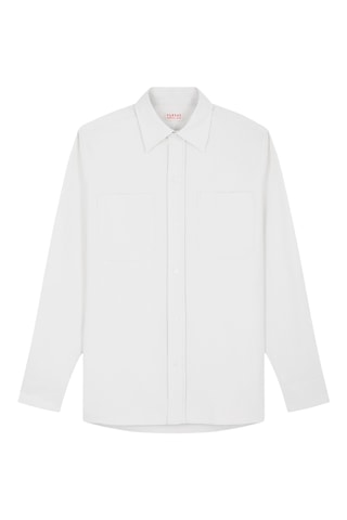 Chemise droite en velours côtelé - Ecru
