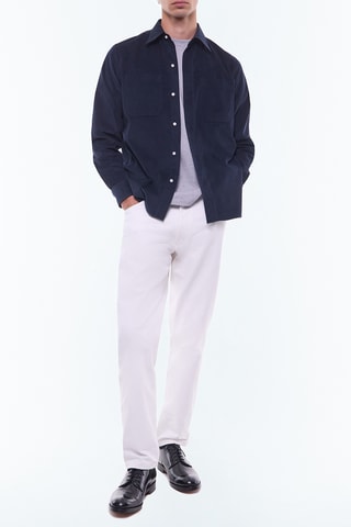 Chemise droite en velours côtelé - Bleu marine