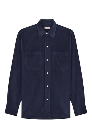 Chemise droite en velours côtelé - Bleu marine