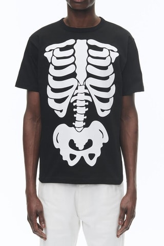 T - shirt à motifs squelette - Noir