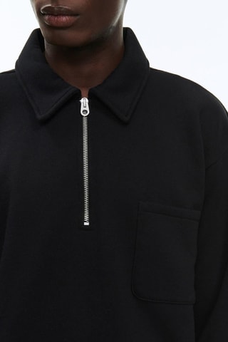 Sweater met kraag met rits - Zwart