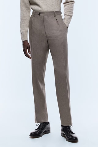 Rechte Wollen Broek - Taupe