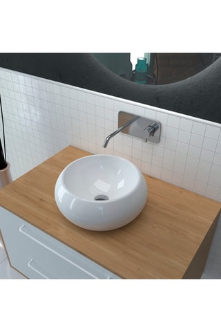 Vasque en céramique ronde à poser blanche