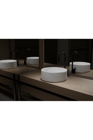 Vasque ronde en céramique à poser Blanc mat